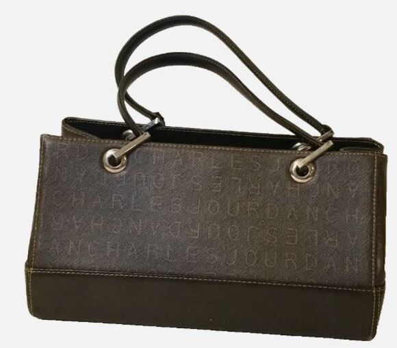 rare CHARLES JOURDAN Paris leather handbag brown rectangular purse Vintage - Picture 1 of 12